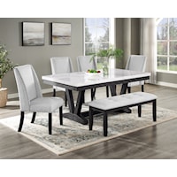 Vance Transitional 6-Piece Faux Marble Dining Set