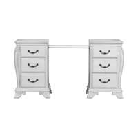 Traditional 6-Drawer Vanity Desk with Charging Station