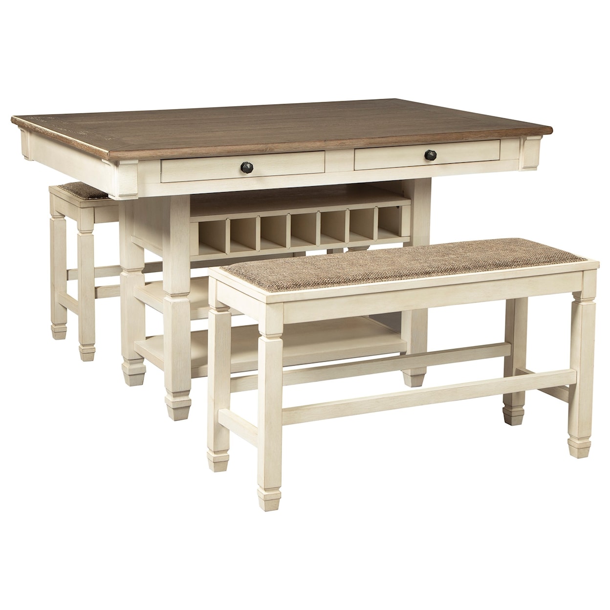 Signature Design by Ashley Bolanburg 3-Piece Counter Table and Bench Set