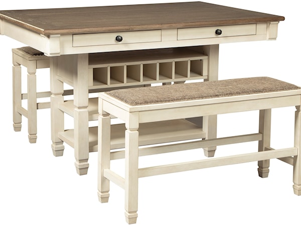3-Piece Counter Table and Bench Set