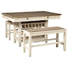 Benchcraft Tyler Creek Relaxed Vintage 3-Piece Counter Table with Wine Storage and Bench Set