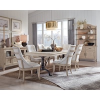 Formal 7-Piece Dining Room Set with Upholstered Arm Chairs