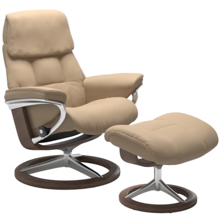 Large Ruby Signature Recliner & Ottoman