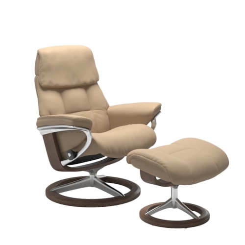 Medium Ruby Signature Recliner & Ottoman