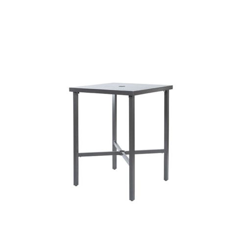 30" X 30" Bar Height Table With Aluminum Top And Umbrella Hole - Graphite
