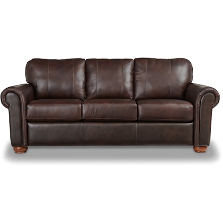 Customizable Leather Sofa with Rolled Arms