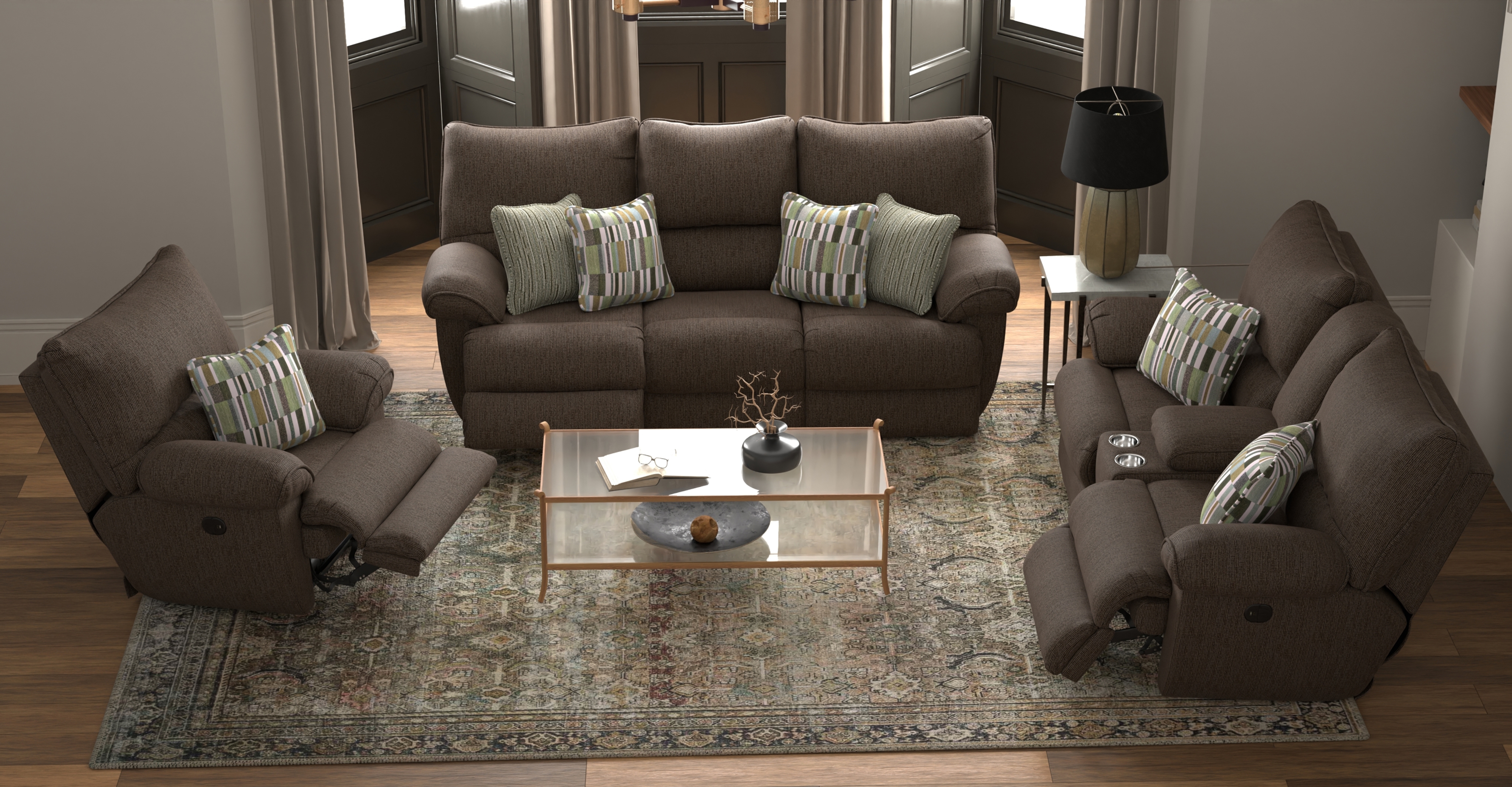 Catnapper Lenny Lay Flat Power Reclining Console Loveseat