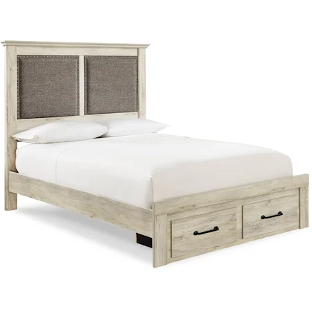 Queen Upholstered Bed w/ Footboard Storage