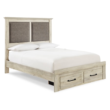 Queen Upholstered Bed w/ Footboard Storage