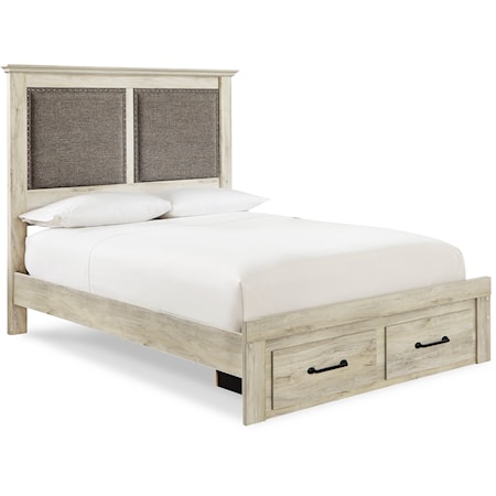 Queen Upholstered Bed w/ Footboard Storage