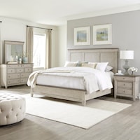 Modern Farmhouse 4-Piece King Panel Bedroom Set with Nightstand