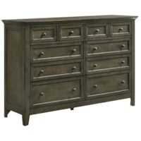 Transitional 10 Drawer Dresser with Cedar Bottom Panels