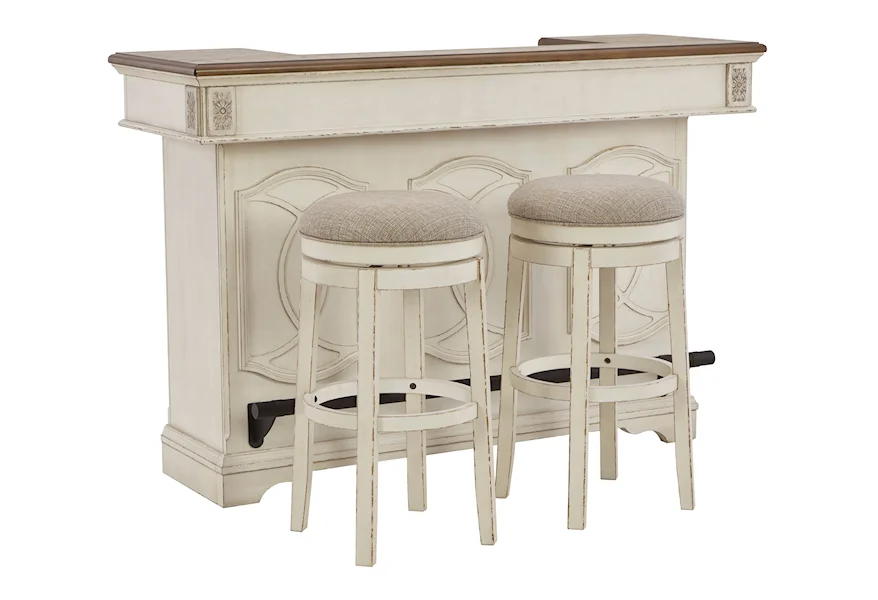 Realyn Bar with 2 Stools by Signature Design by Ashley at VanDrie Home Furnishings