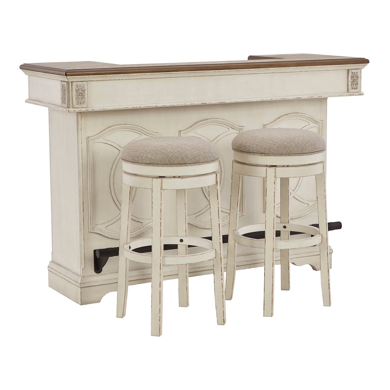 Signature Design by Ashley Realyn Bar with 2 Stools