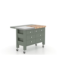 Transitional Kitchen Island with Drop Leaf and Wheels