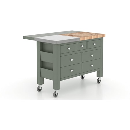 Transitional Kitchen Island with Drop Leaf and Wheels