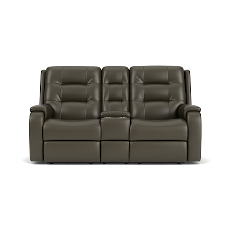 Power Headrest and Lumbar Console Loveseat