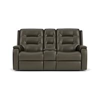 Contemporary Power Reclining Console Loveseat with USB Ports
