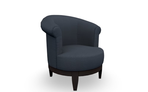 Chic Swivel Chair with Traditional Rolled Chair Back