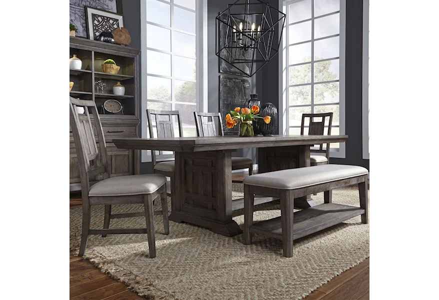 Artisan Prairie 6 Piece Trestle Table Set by Liberty Furniture at Gill Brothers Furniture & Mattress