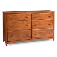 6 Drawer Double Dresser with 4 Deep Drawers