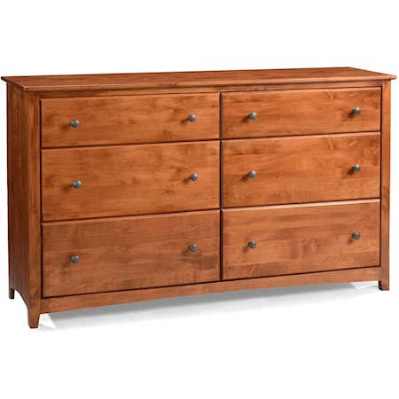 6 Drawer Double Dresser with 4 Deep Drawers