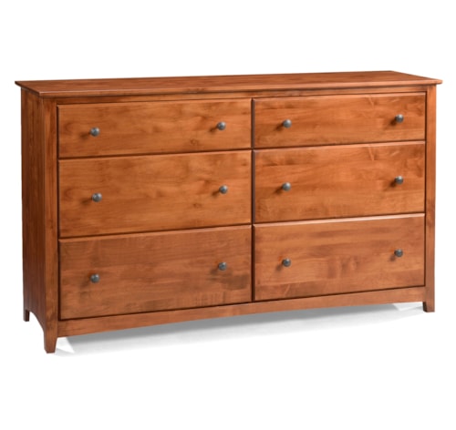 6 Drawer Double Dresser with 4 Deep Drawers