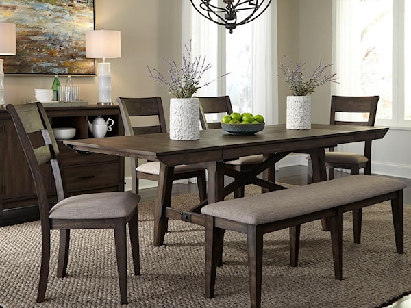 6-Piece Trestle Table Dining Set