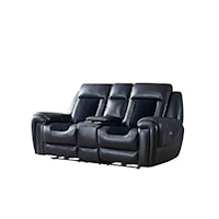 Transitional Power Reclining Loveseat with Console and LED Lighting