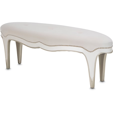 Transitional Upholstered Rectangular Bench with Nailhead Trim