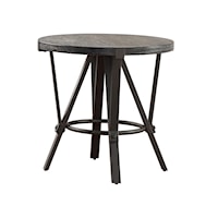 Industrial Round Iron Base End Table