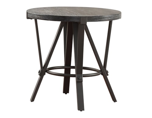 Industrial Round Iron Base End Table