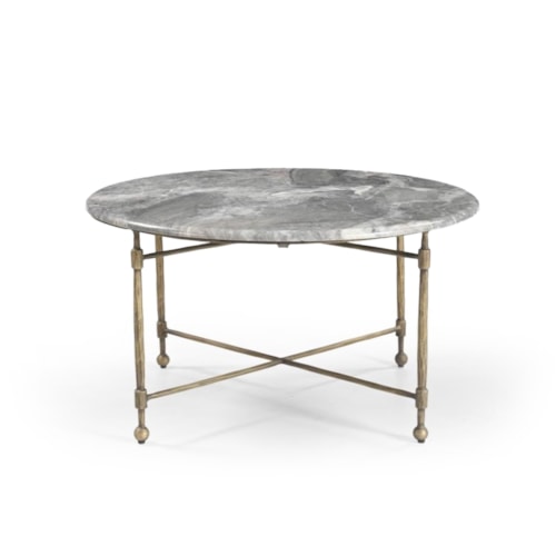 Contemporary Round Cocktail Table with Marble Top