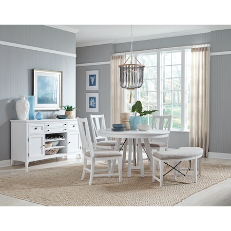 Traditional 5-Piece Dining Set with Bench