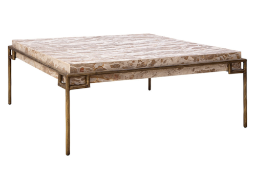 Industrial Marble Coffee Table with Metal Frame