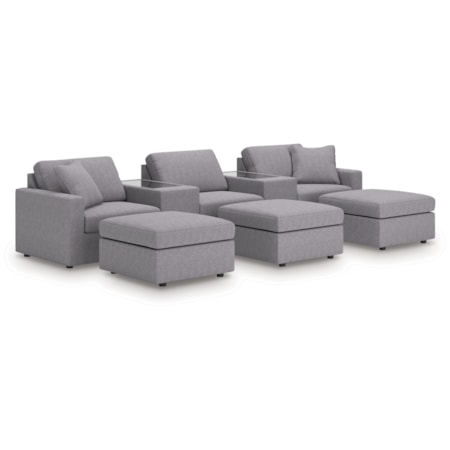 5-Piece Sectional And 3 Ottomans