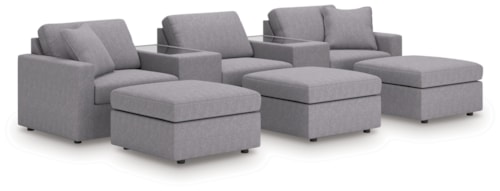5-Piece Sectional And 3 Ottomans