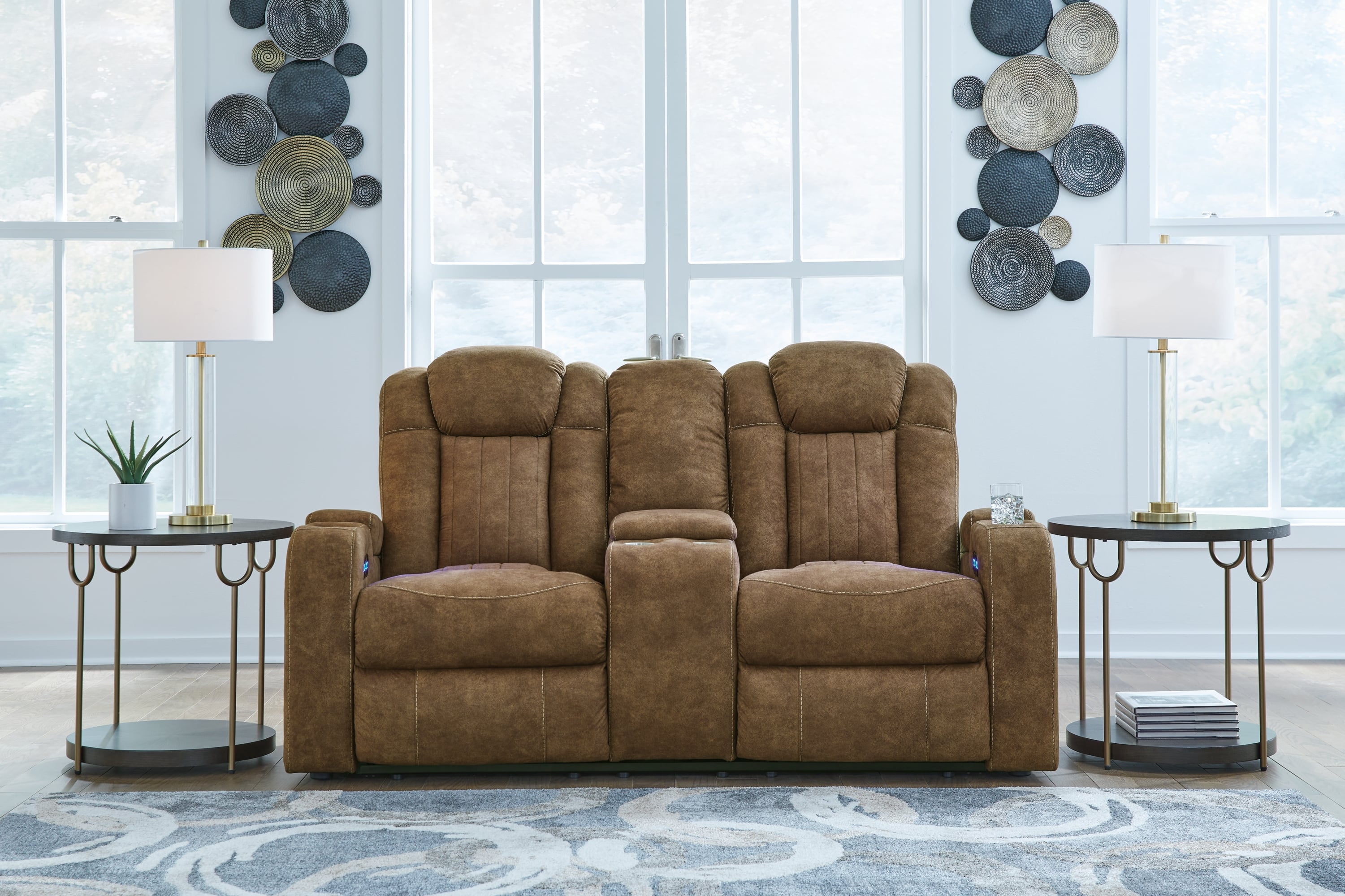 Signature Design by Ashley Wolfridge 6070318 Contemporary Power Reclining Loveseat Standard