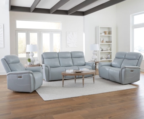 Casual 3-Piece Power Reclining Living Room Set with Power Headrests