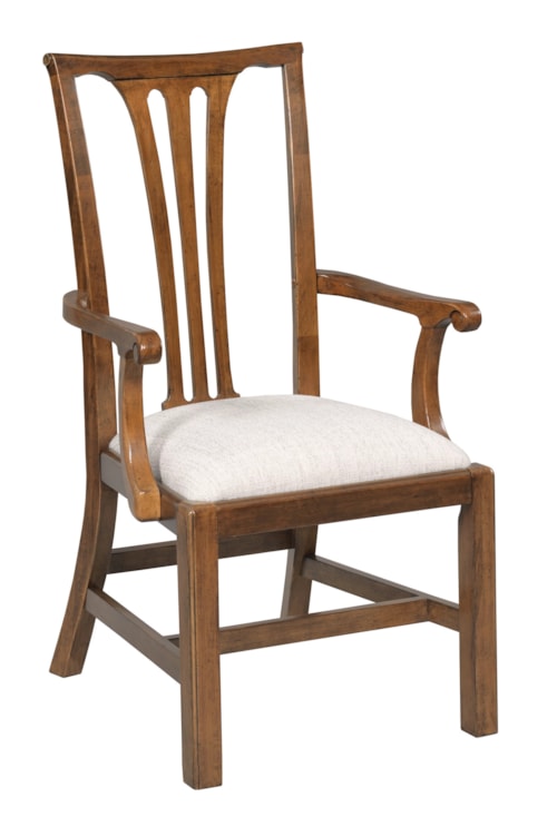Traditional Standard Arm Dining Chair with Upholstered Seat