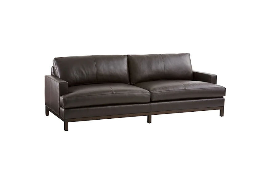 Barclay Butera Upholstery Horizon Sofa w/ Dark Brown Leather & Bronze by Barclay Butera at Baer's Furniture