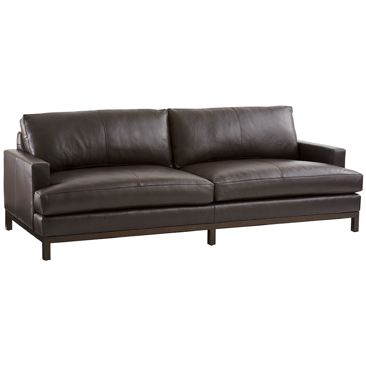 Barclay Butera Barclay Butera Upholstery Horizon Sofa w/ Dark Brown Leather & Bronze