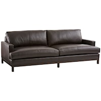 Horizon Sofa with Dark Brown Leather & Bronze Metal Base