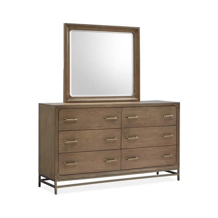 Sharon Lindon B5570-2240 Mid-Century Modern 6-Drawer Dresser with Landscape Mirror | Sherman's | Dresser + Mirror Combo Sharon Lindon B5570-2240 Mid-Century Modern 6-Drawer Dresser with Landscape Mirror | Sherman's | Dresser + Mirror Combo
