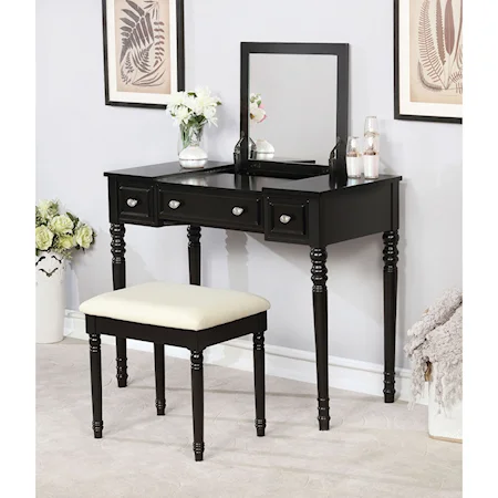 Transitional Vanity Set with Pull-Up Mirror 