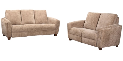 Contemporary Power Reclining Sofa and Loveseat Set
