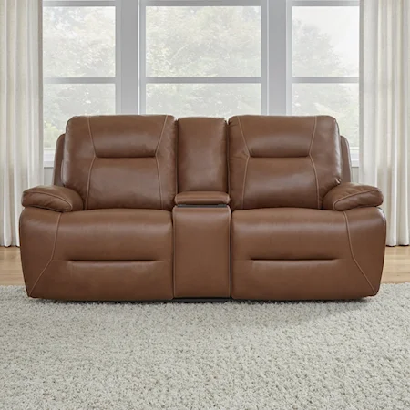 Casual Leather Power Reclining Loveseat with Zero Gravity