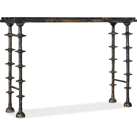 Transitional Stone Top Console Table with Metal Legs