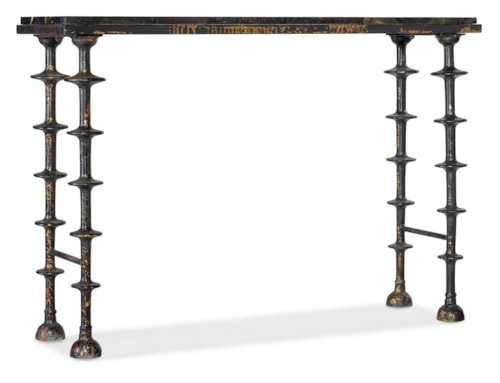 Transitional Stone Top Console Table with Metal Legs