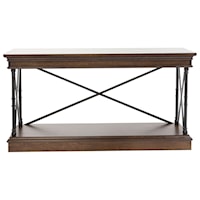 Transitional Metal and Wood Sofa Table with Shelf